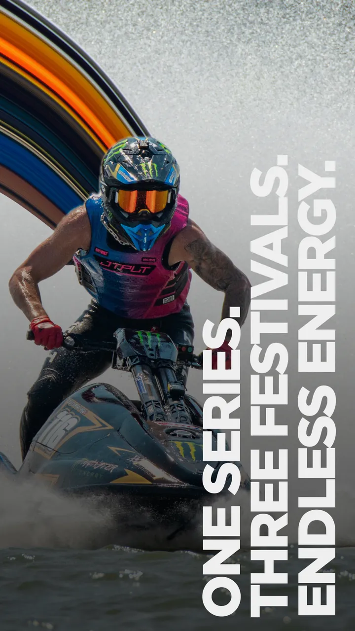 WXGP story: head-on rider with an orange and blue arc