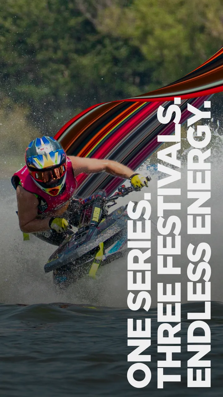WXGP story: rider in a pink vest cornering with a multicolour ribbon
