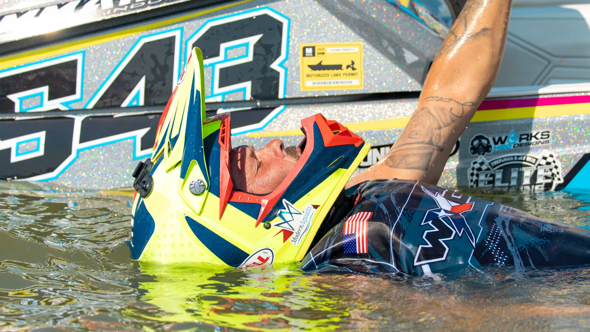 Rider #43 in the WXGP jersey, floating beside his ski