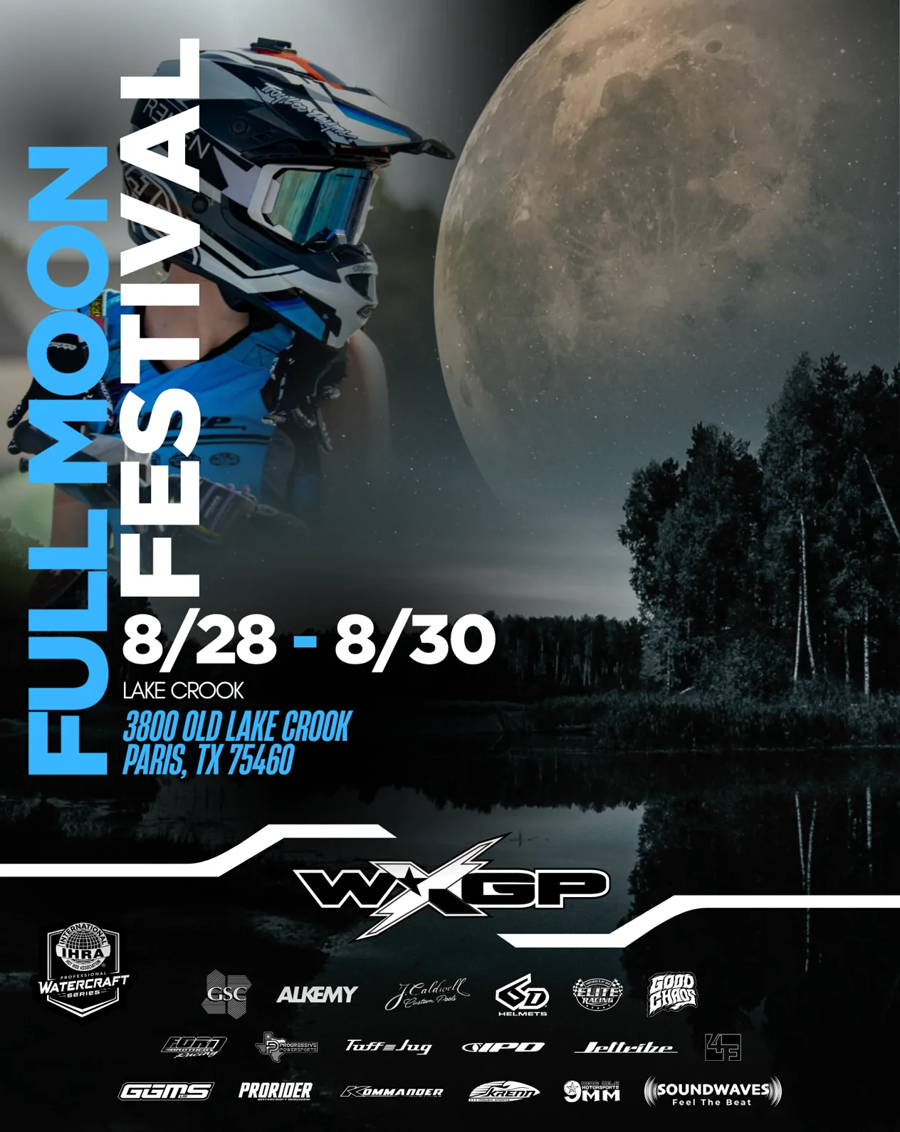 Full Moon Festival round poster with sponsor wall