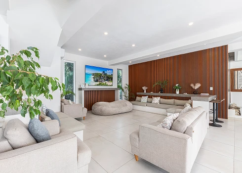 Luxury indoor living room at Villa Hurakán Tulum