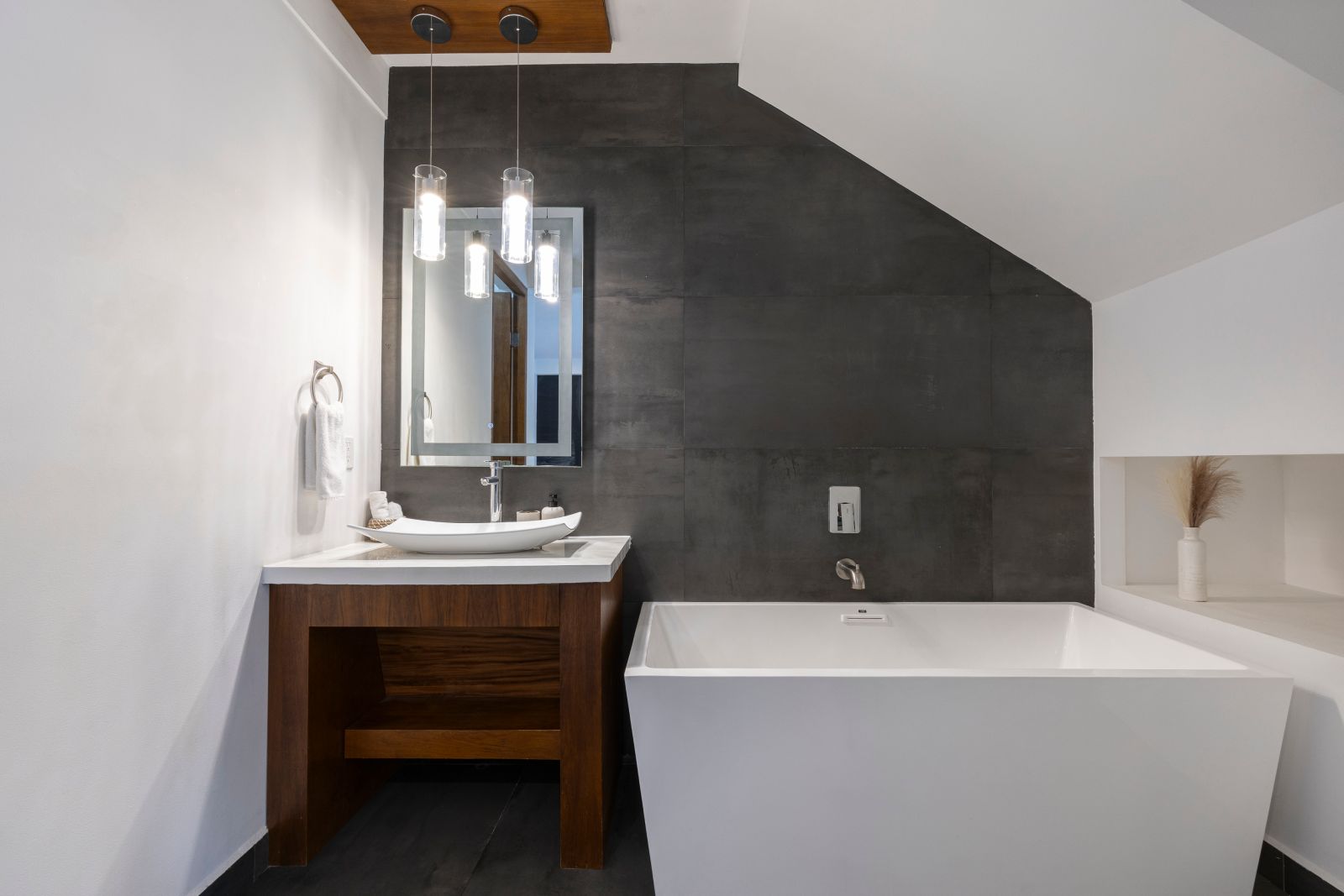 Luxury bathroom suite with soaking tub inside Villa Hurakán