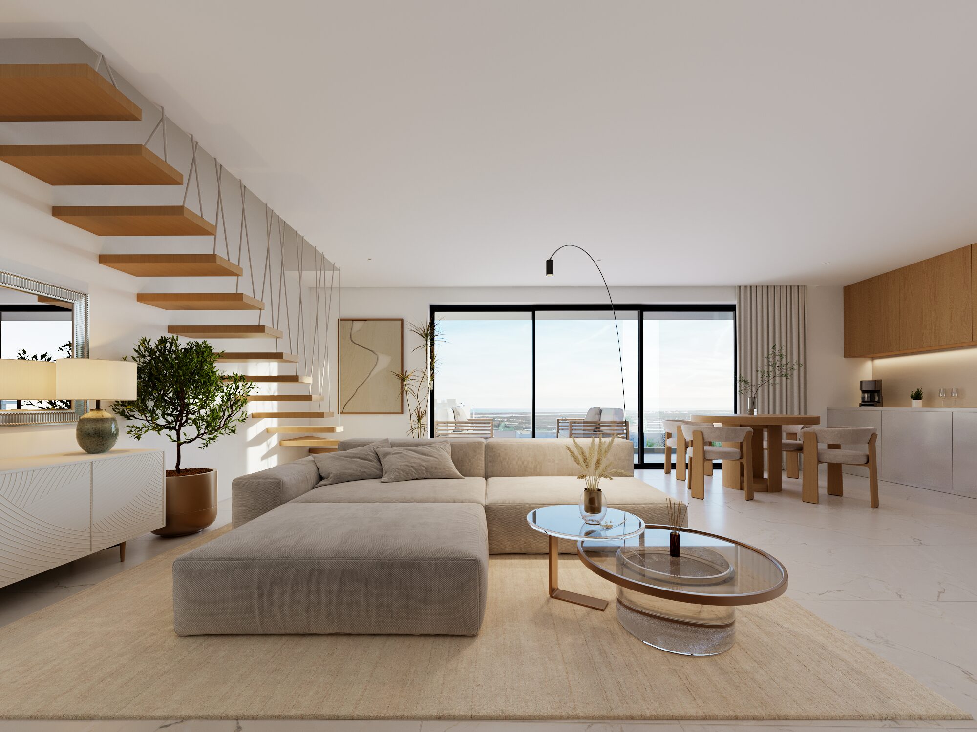 Portas do Sol living room and kitchen
