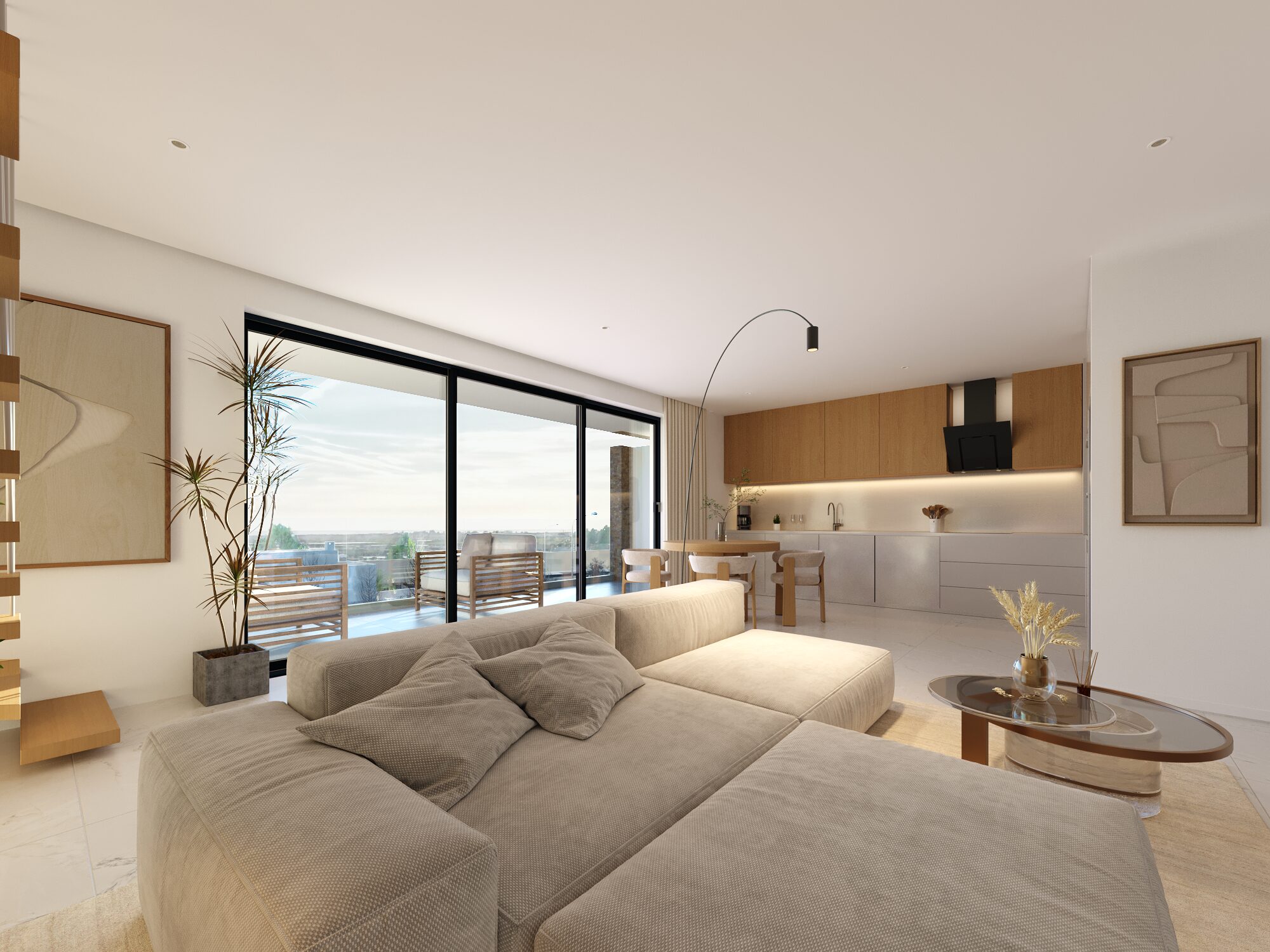 Portas do Sol living room and kitchen