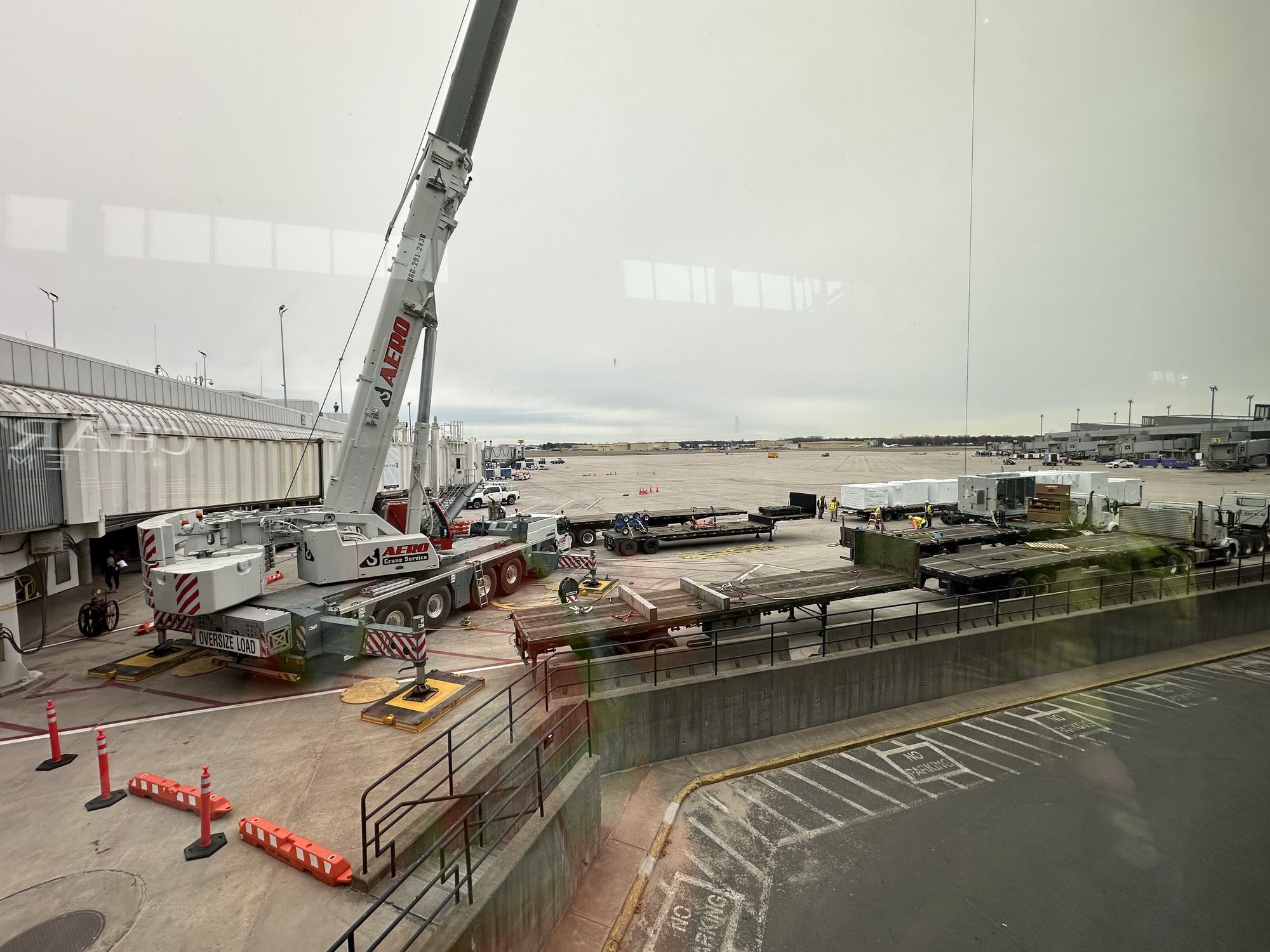 Aero Crane Service unit working at airport