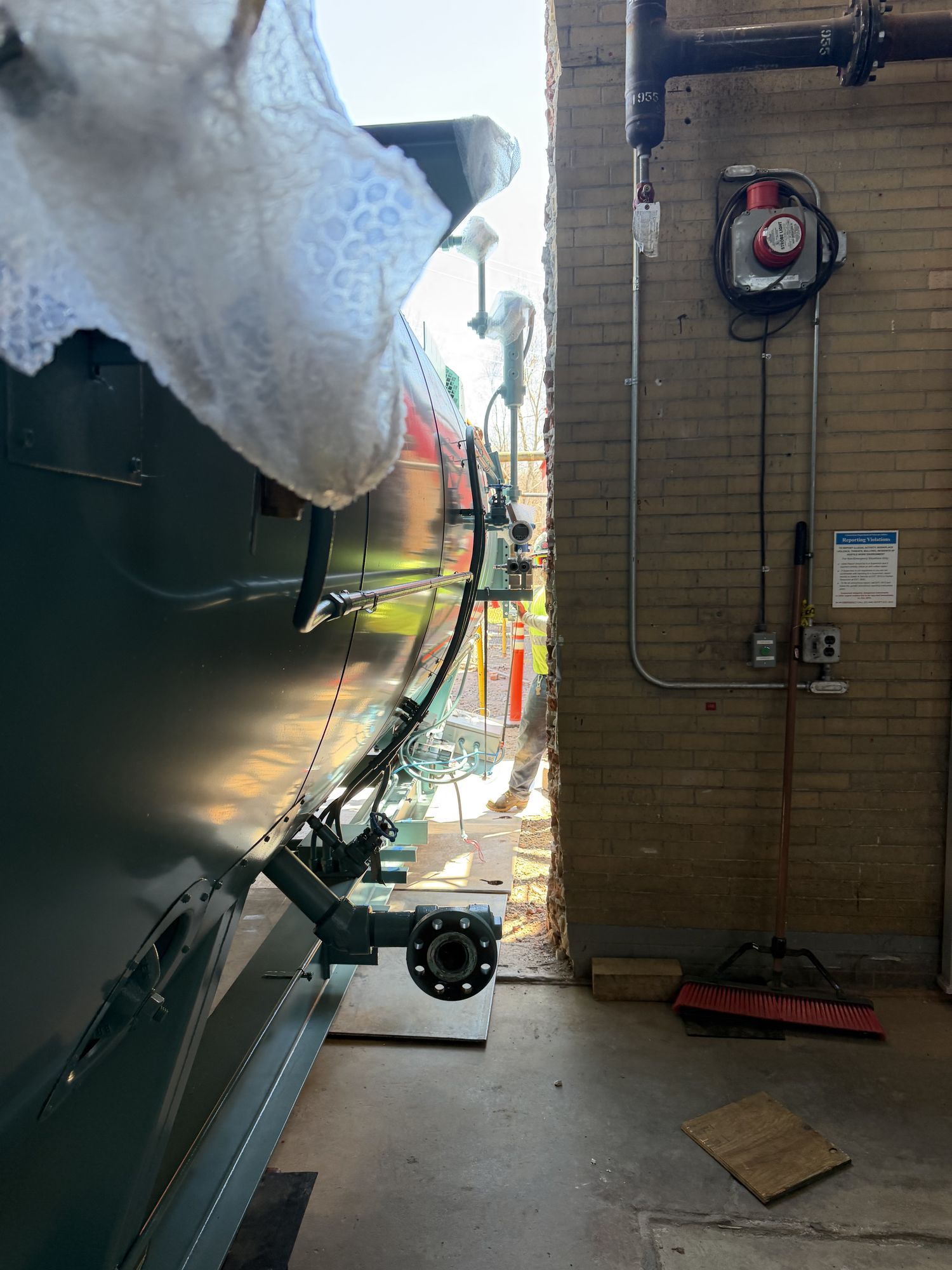 View from the operator's cab during a boiler lift
