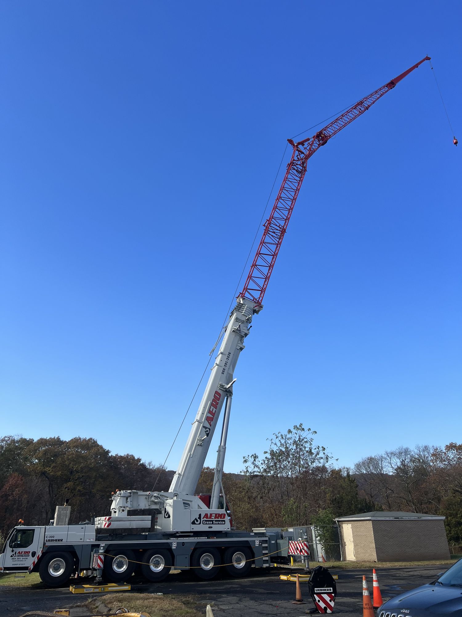Aero Crane setup at utility site with operated crane