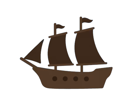Decoratieve illustratie van een schip.