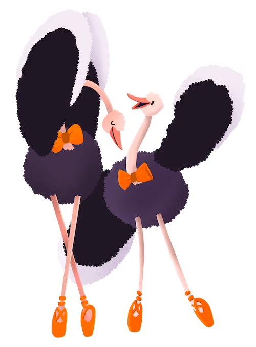 Illustratie van een struisvogel.