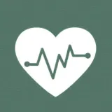 White heart icon with a pulse line inside on a green background.