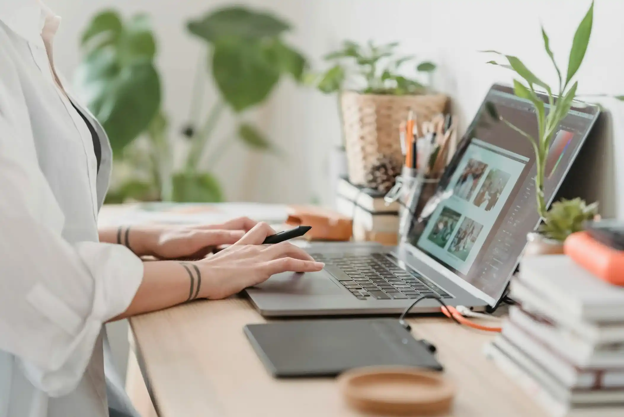 woman working on laptop