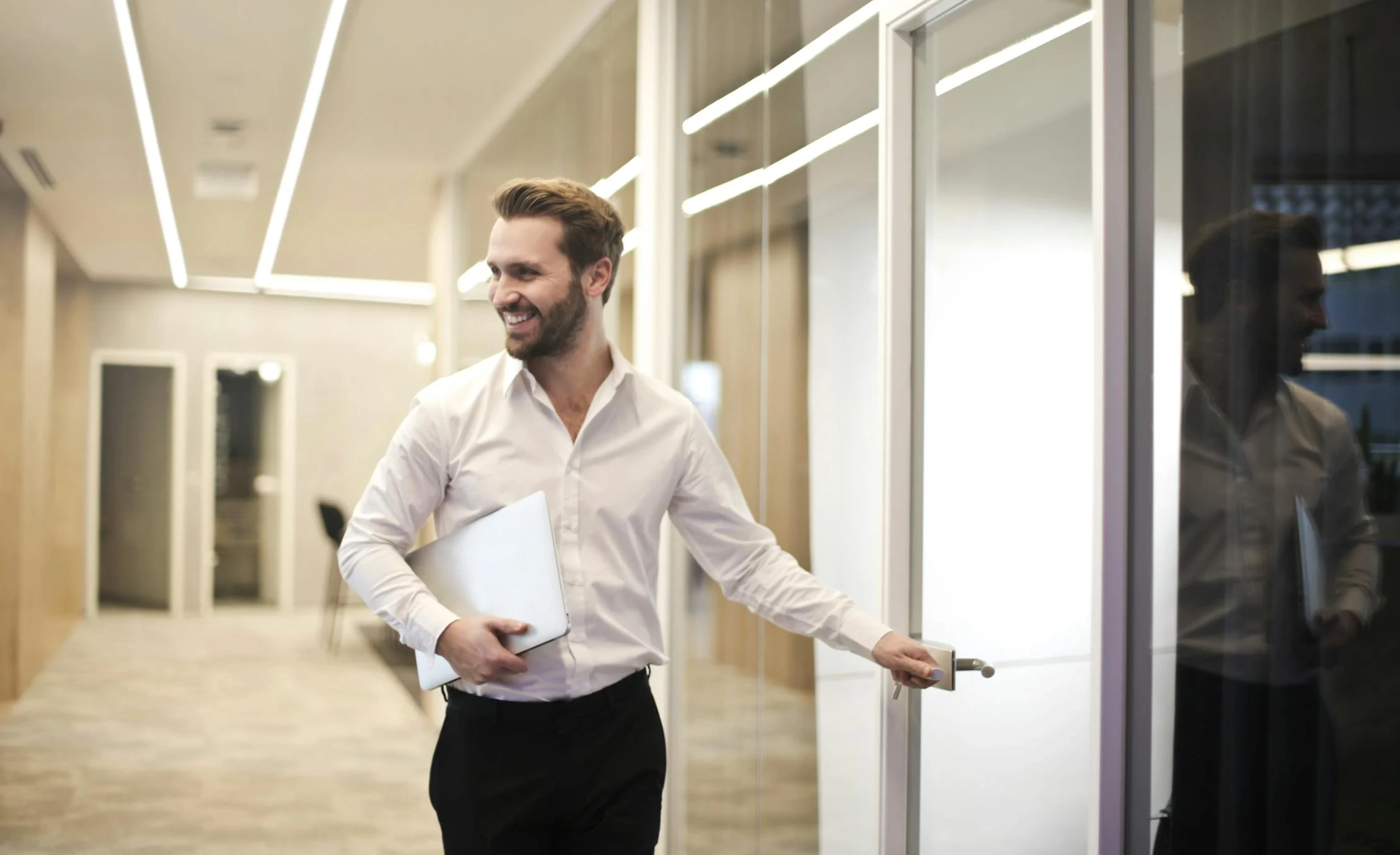 Business man walking in office