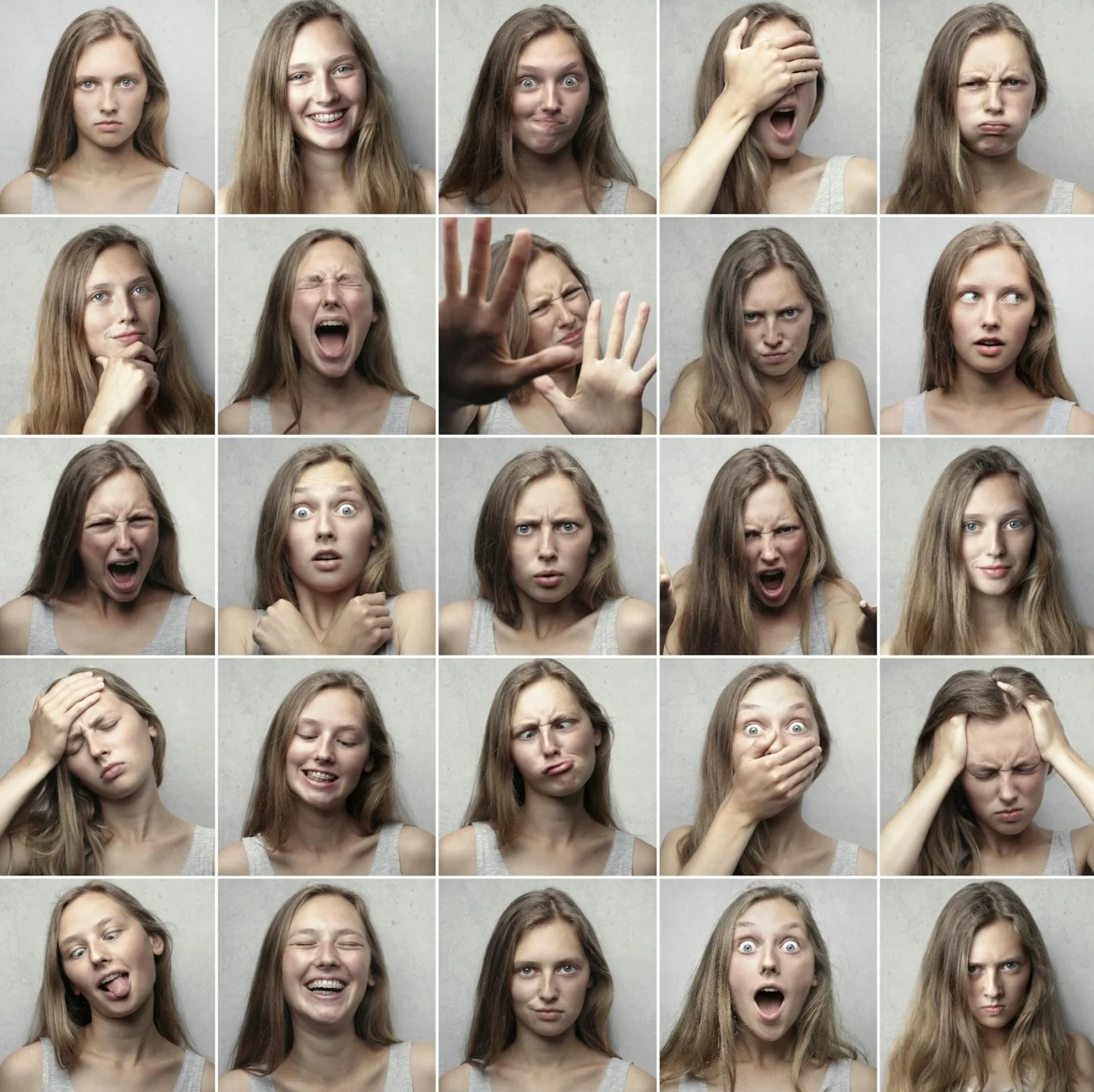 women headhots with different emotions
