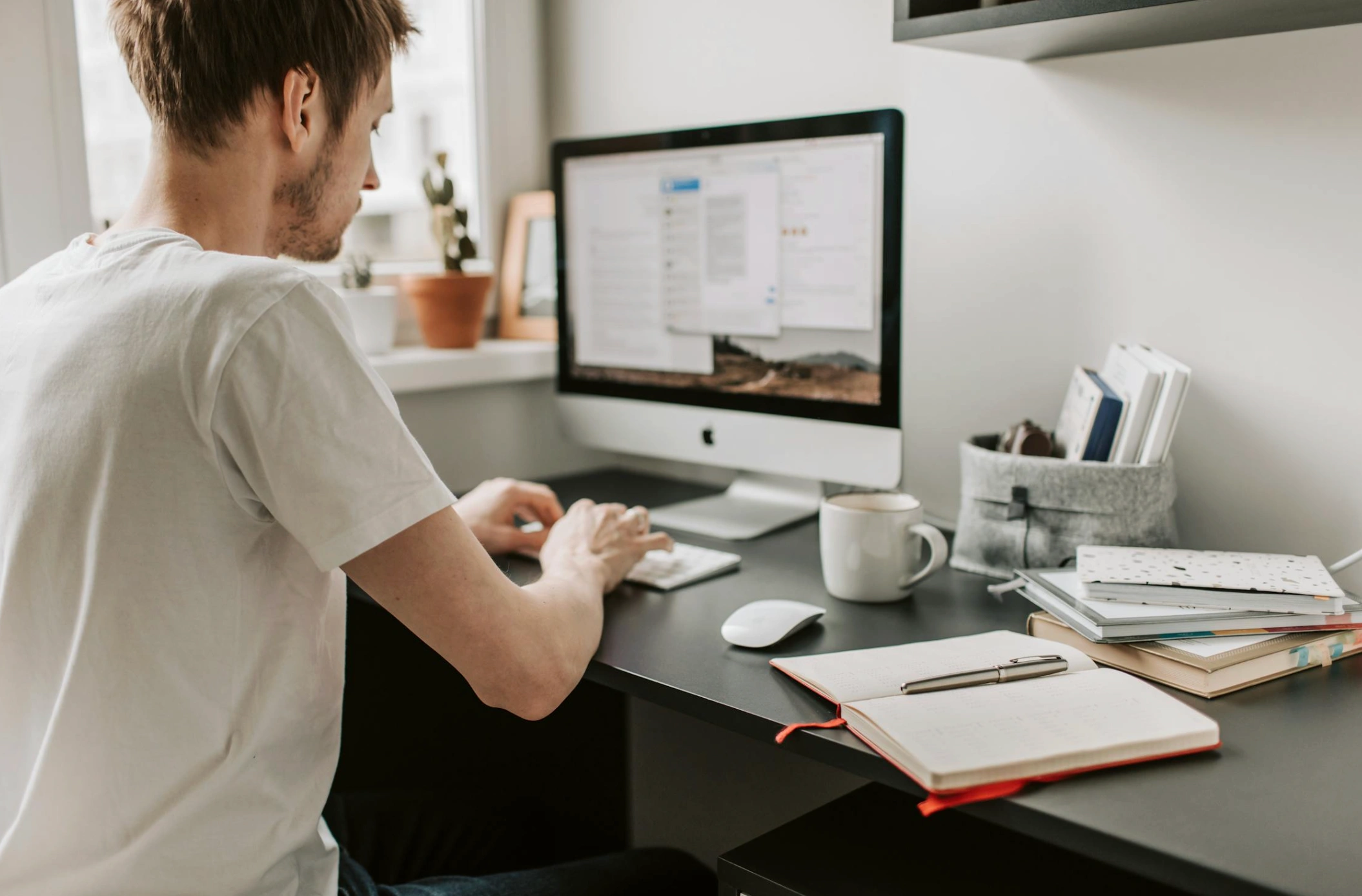 man using email