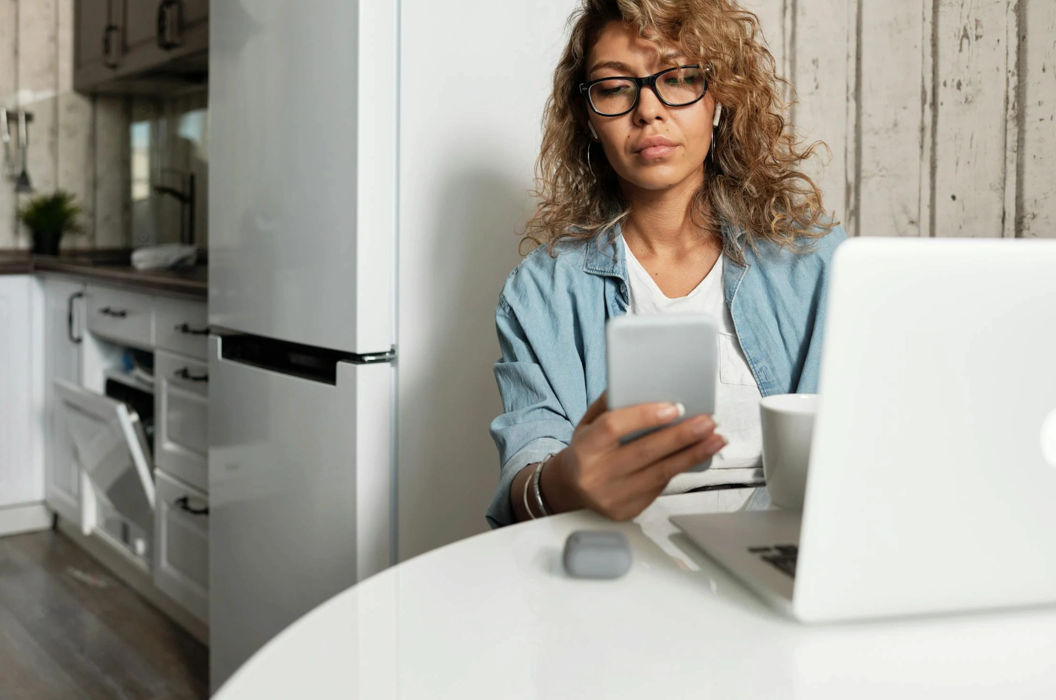 woman checking her phone