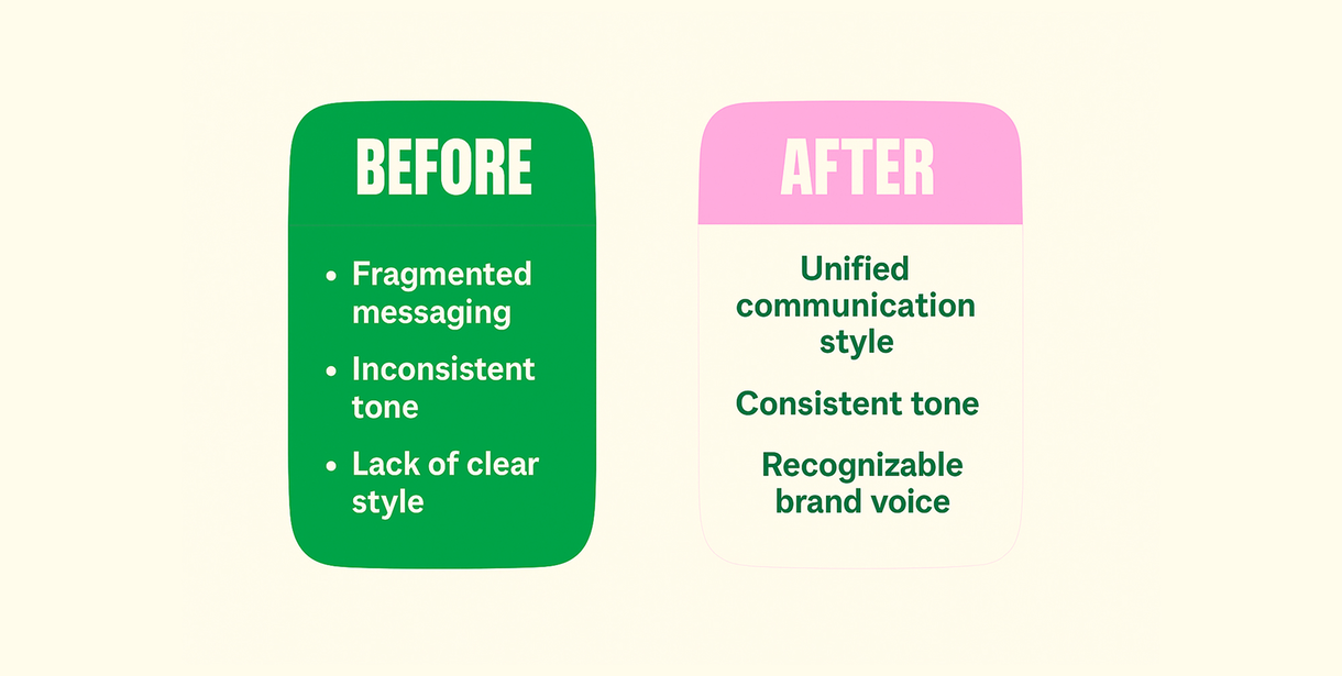 Brand Vision graphic on the steps to create a distinct brand voice, continued