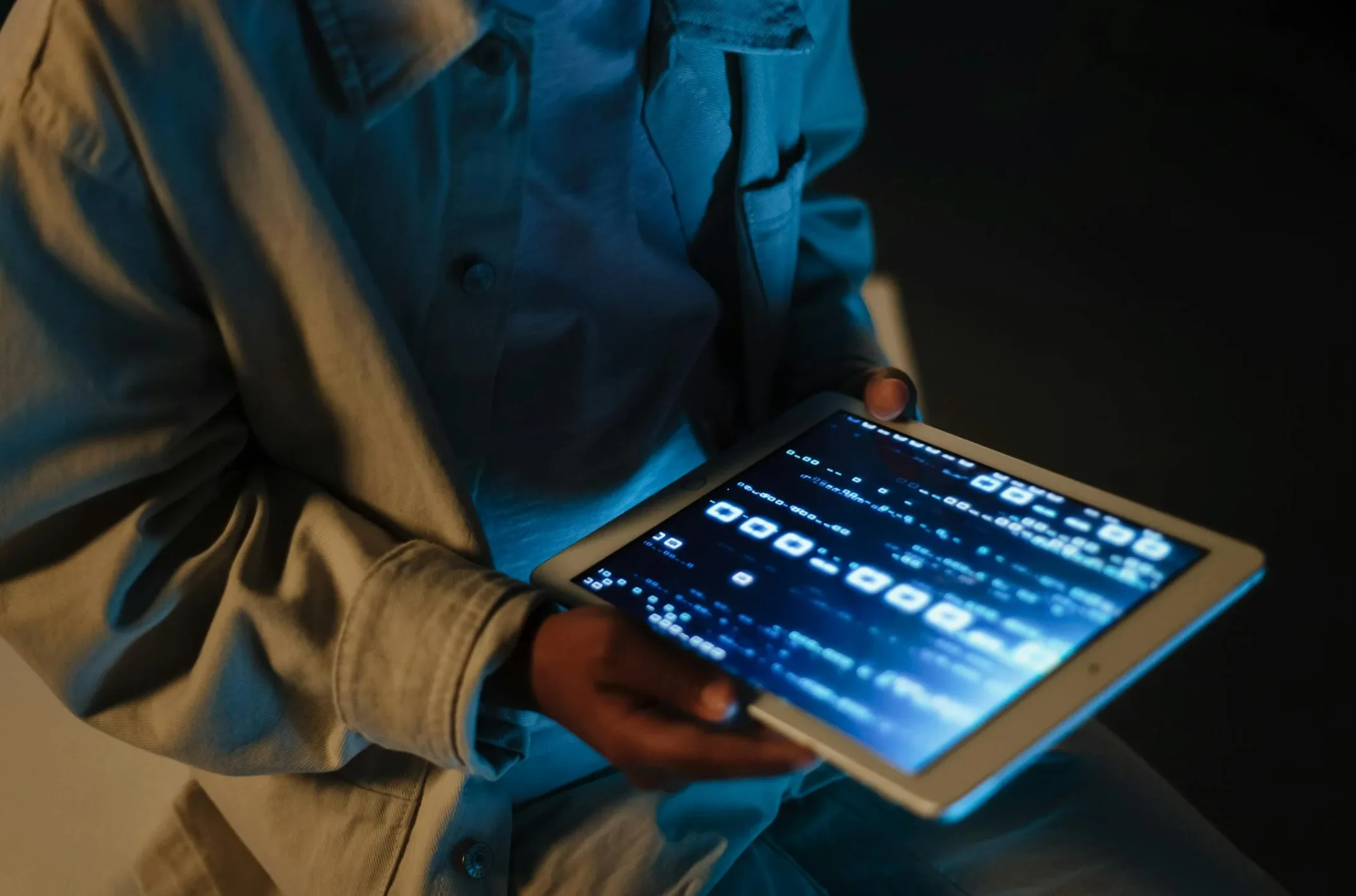 person holding a tablet