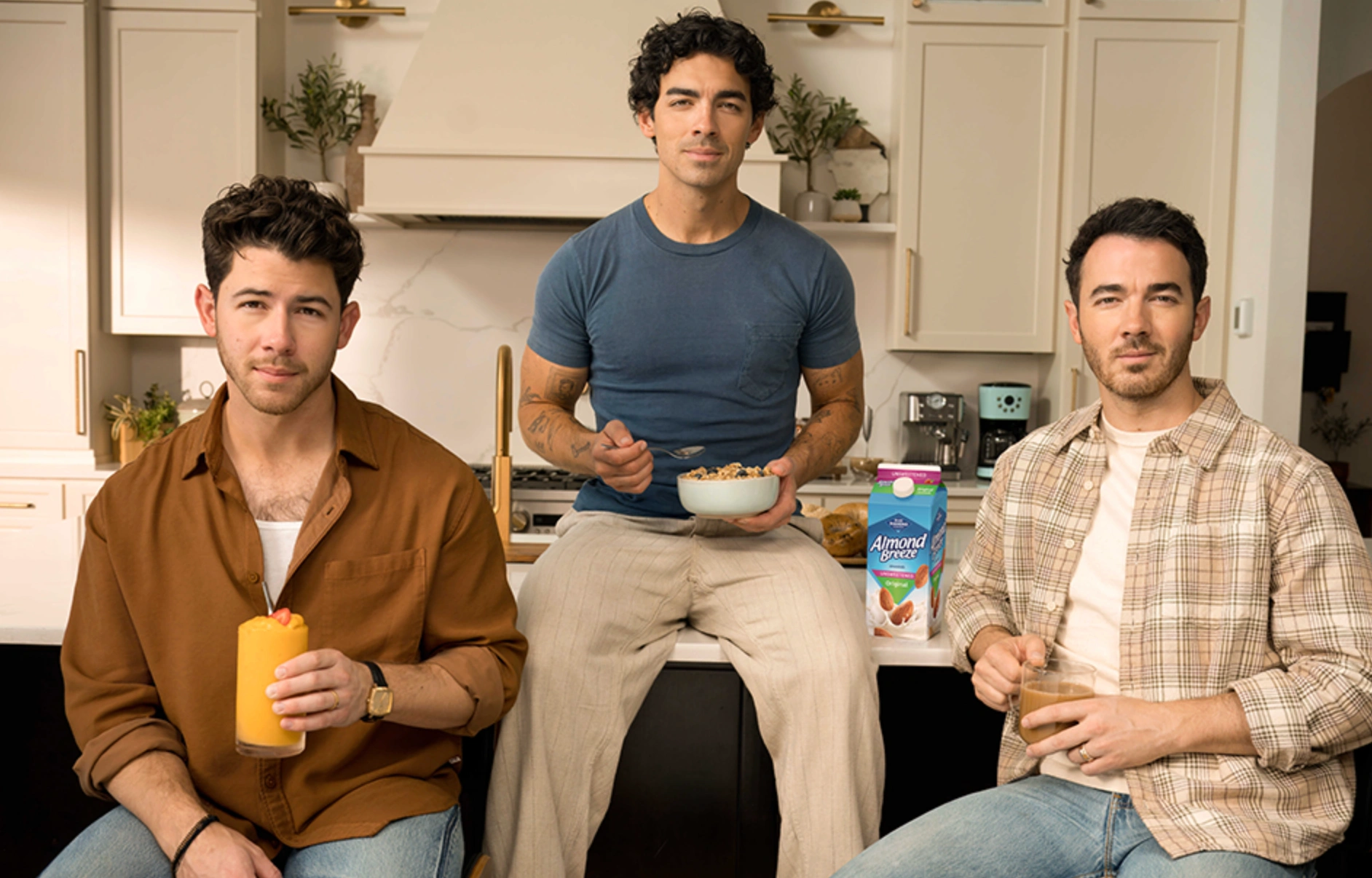 Jonas Brothers campaign with Almond Breeze