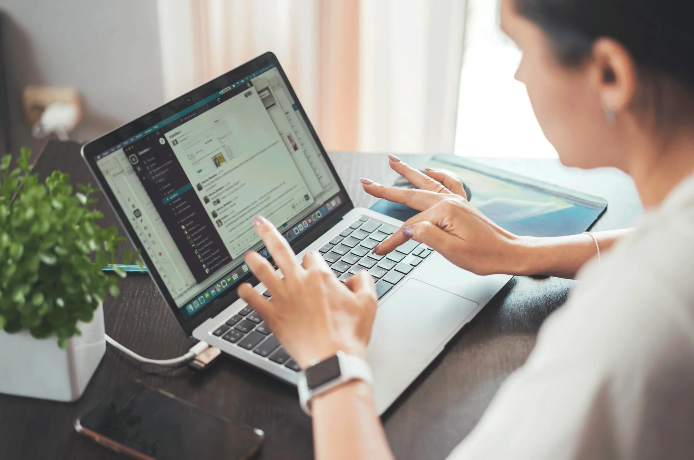 woman typing