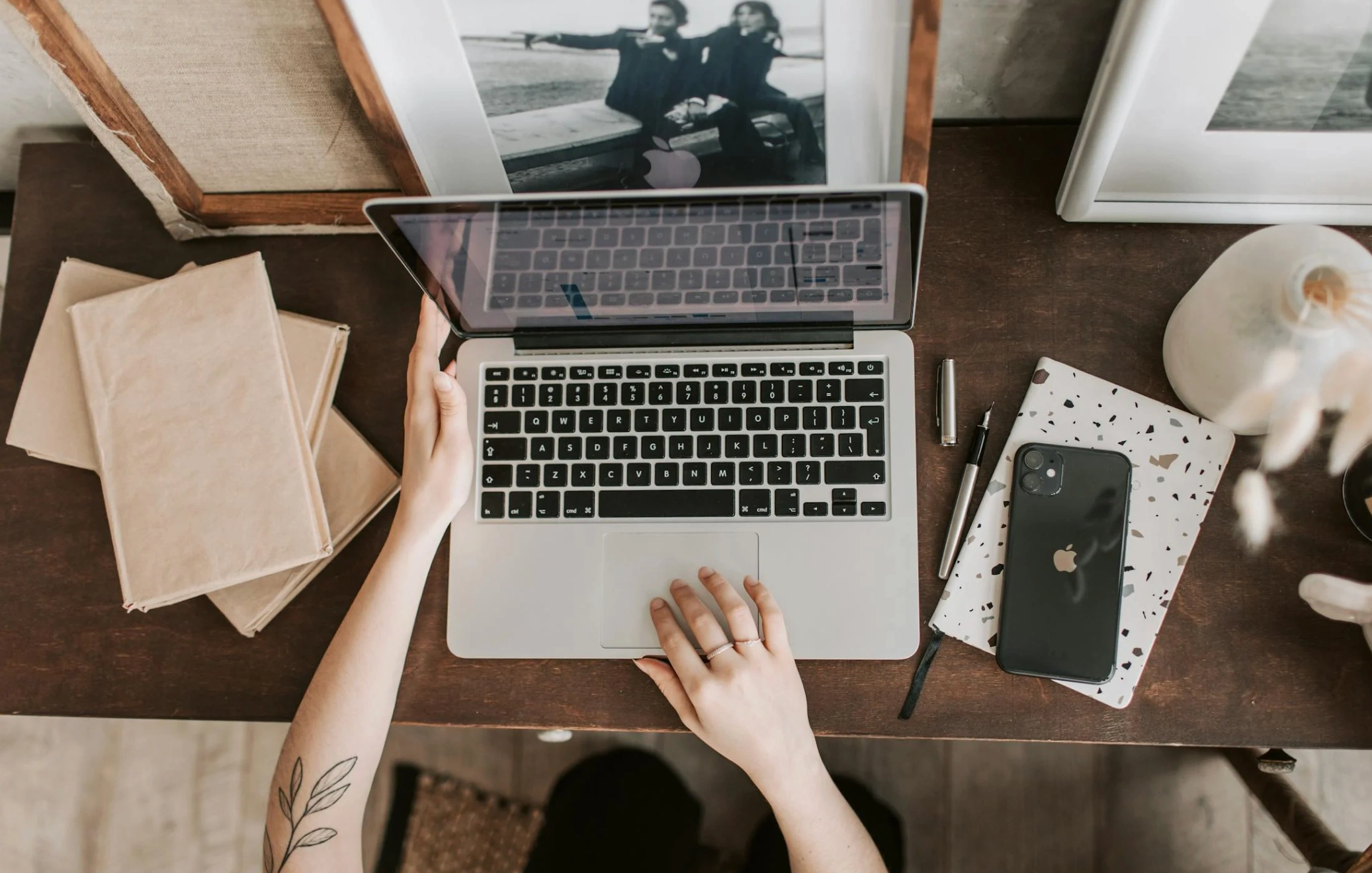 woman using laptop