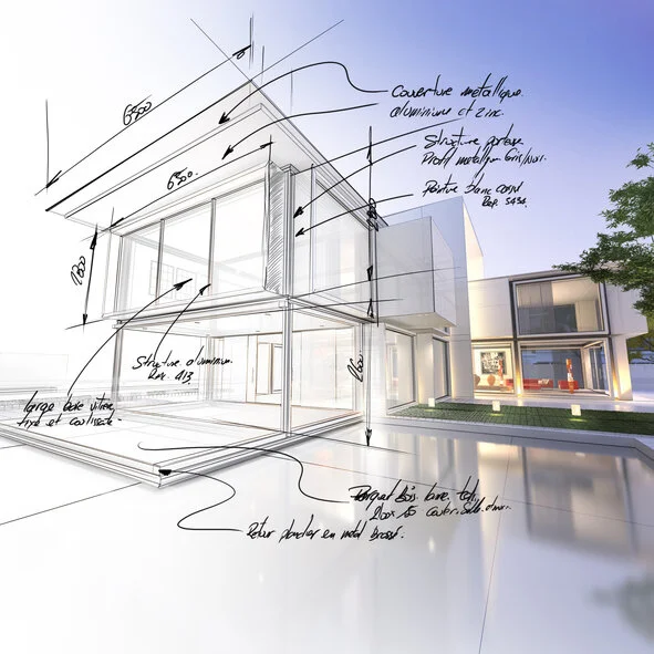 Technical drawing of building
