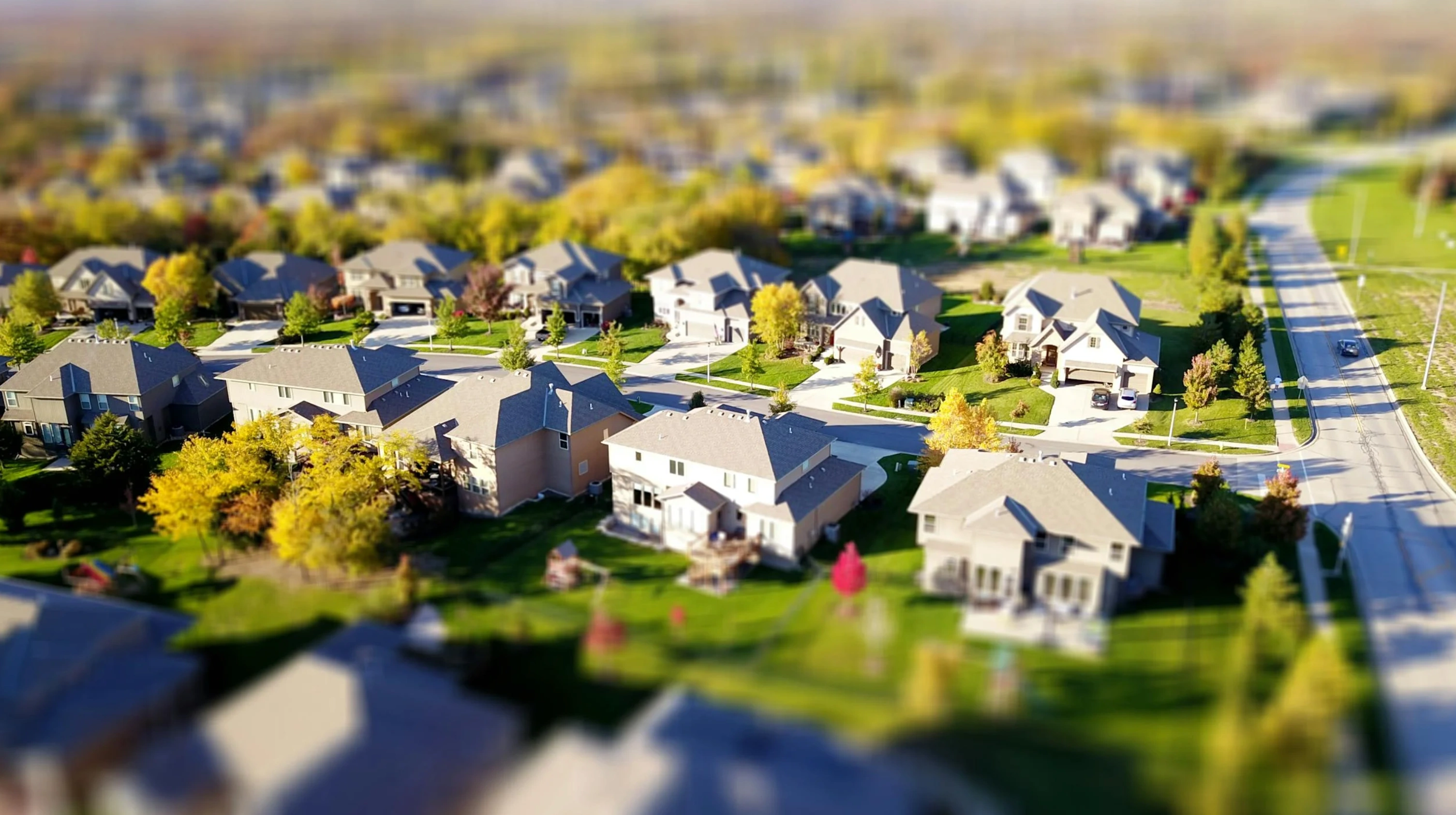 bird's eye view of a neighbourhood