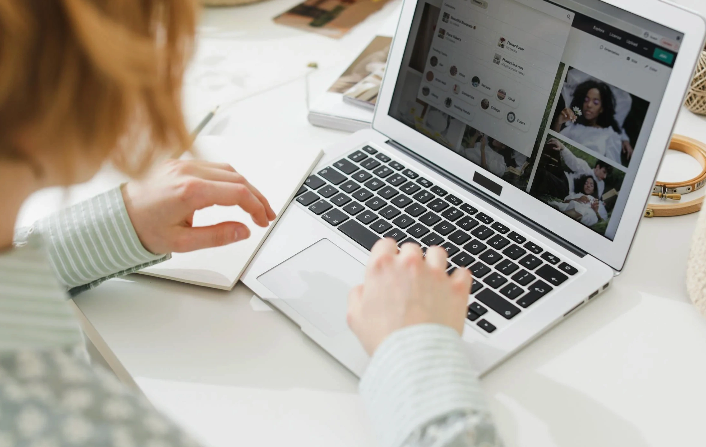 woman researching images