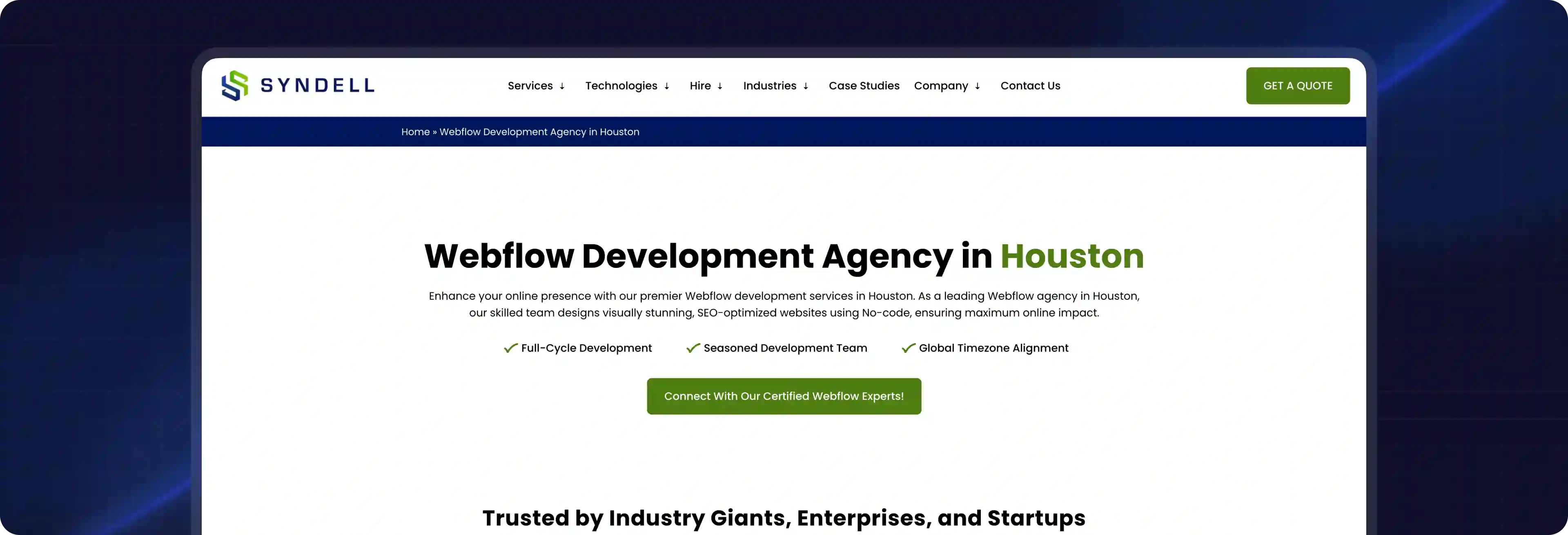 Top Houston Webflow Developers - SyndellTech