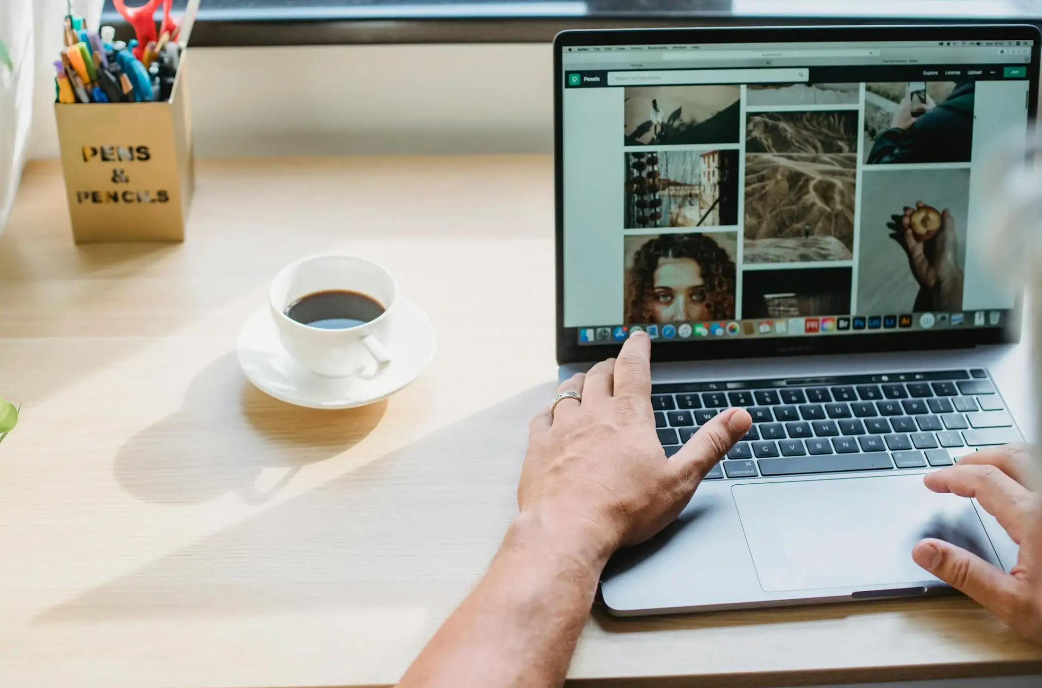 person using laptop