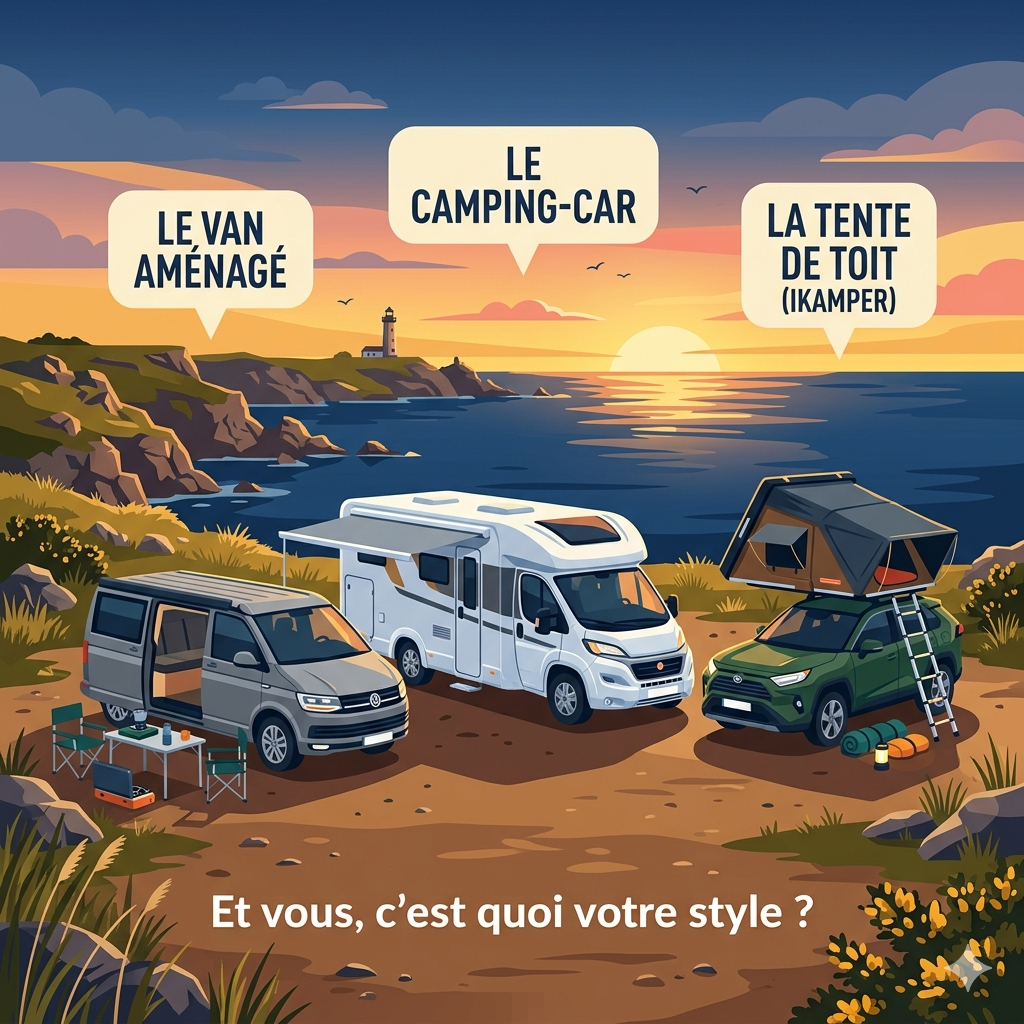 Comparatif van aménagé, camping-car et tente de toit iKamper en Bretagne