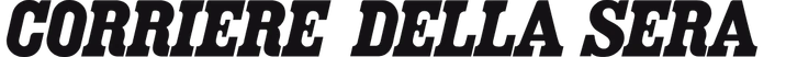 Schwarzer Text „CORRIGE DELLA SERA“ in fetter serifenloser Schrift auf dunklem Hintergrund.