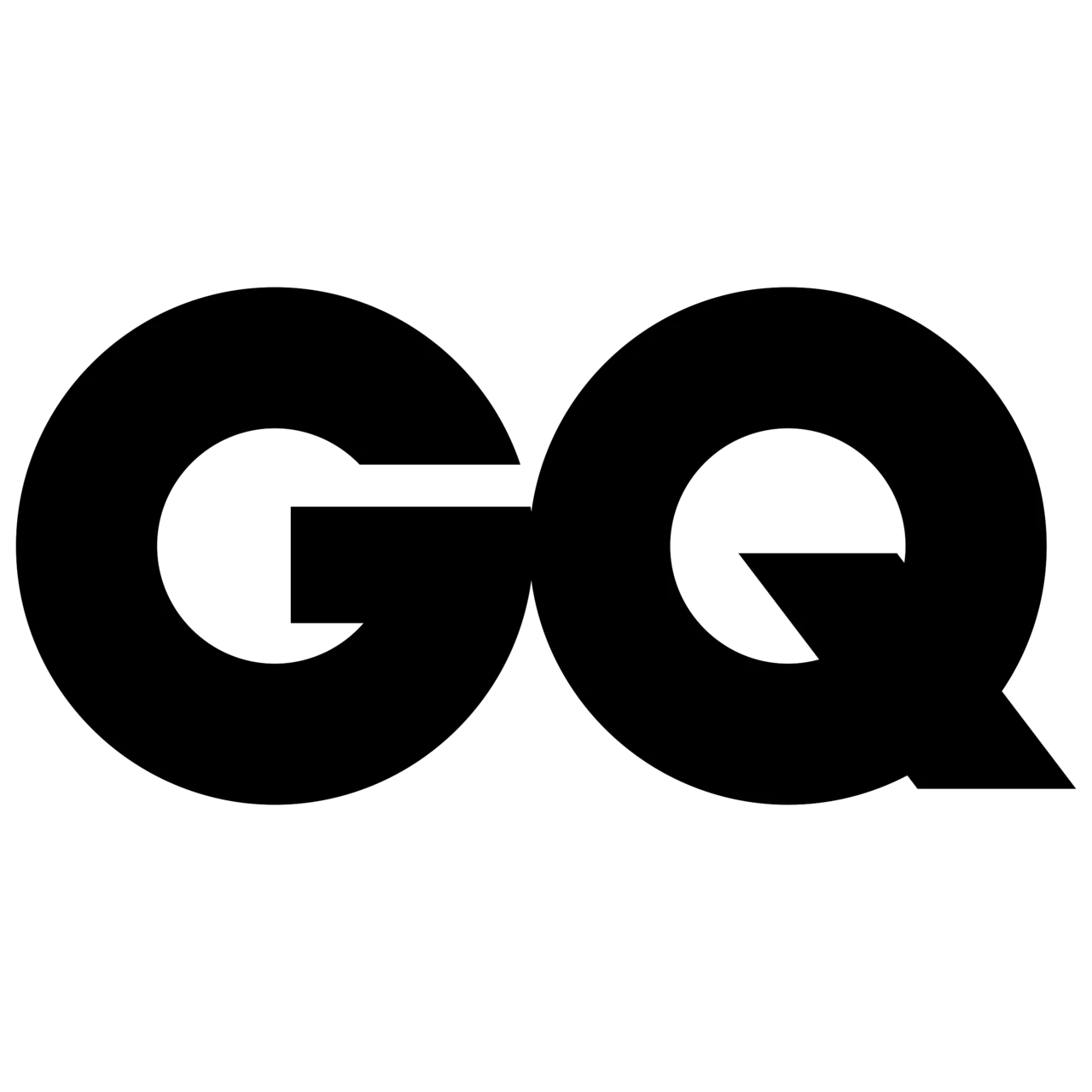 Schwarzes GQ-Logo mit großen, fetten Buchstaben auf weißem Hintergrund.