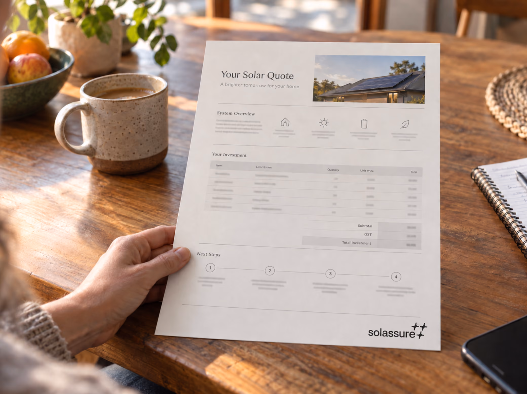 Foot of a solar quote showing the Solassure Certified mark