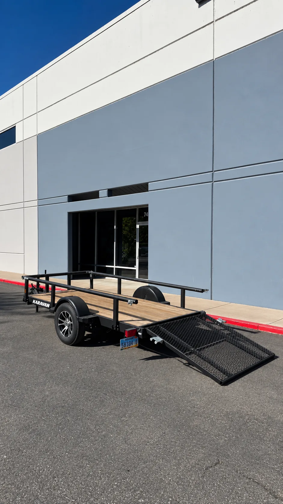 OTG 5 by 10 Karavan utility trailer with the rear ramp lowered