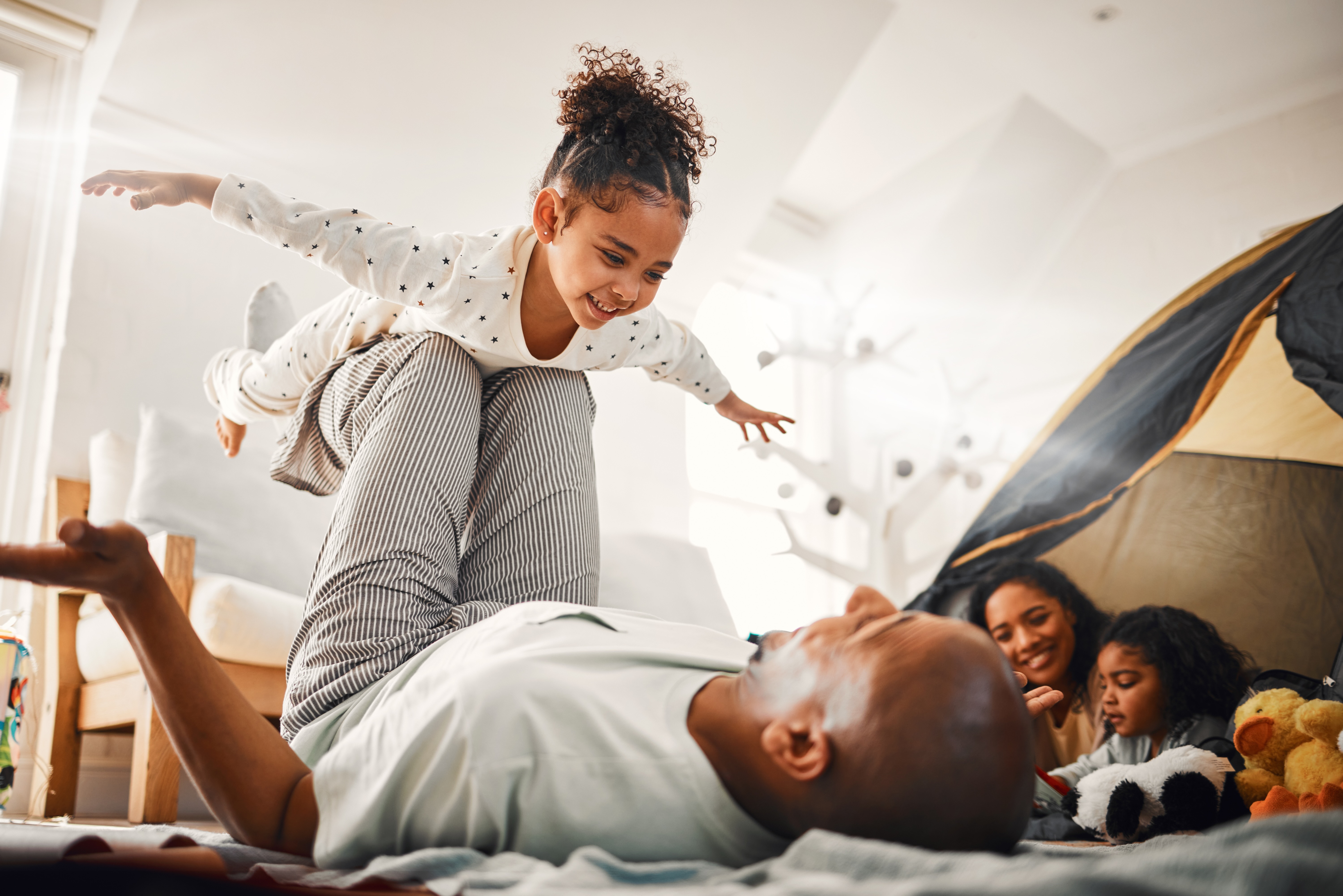 Family playing stock photo