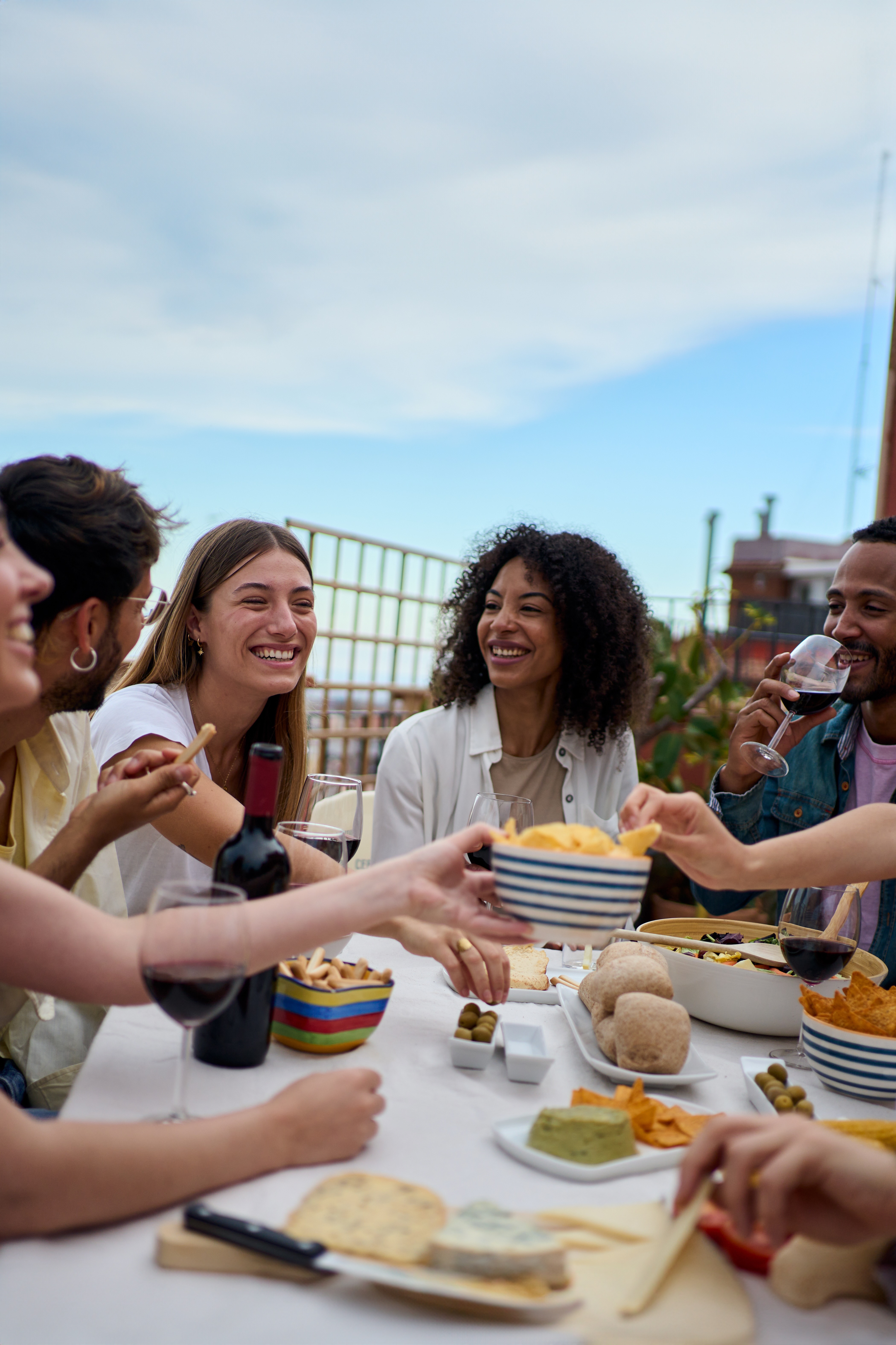 Friends eating stock image