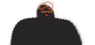 Silhouette of a person with orange glasses and an orange stylized brain above the head.