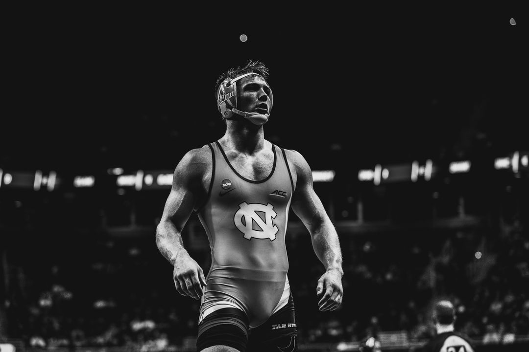 Penn State wrestler competing during a collegiate wrestling event