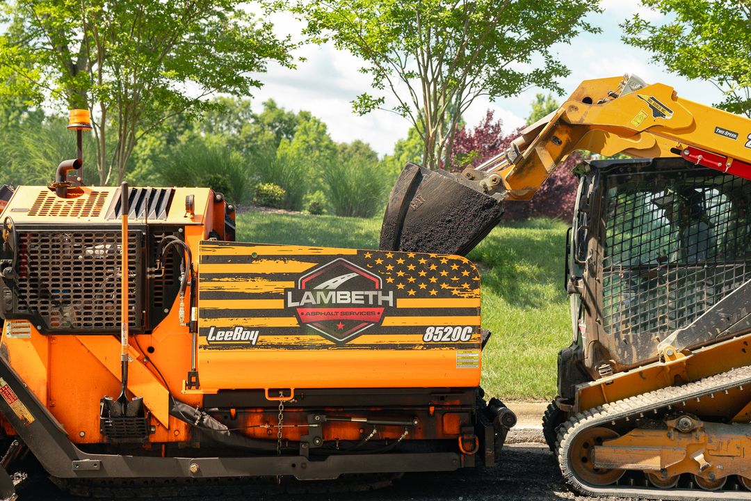 Lambeth Asphalt Services asphalt paving equipment at a construction site
