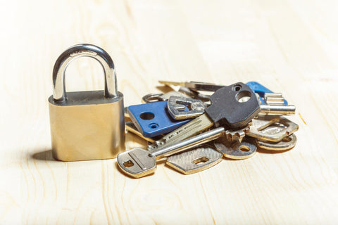 Padlock and antique keys