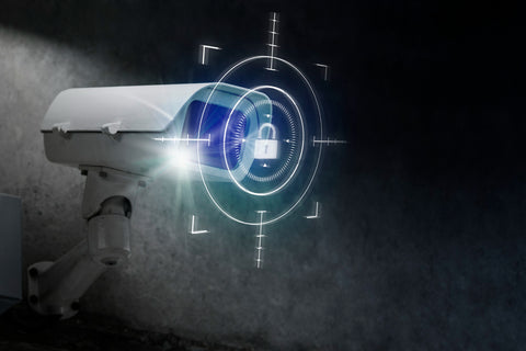 CCTV security technology with lock icon