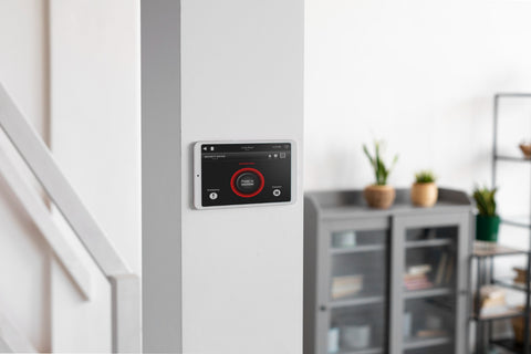Smart home tablet on the wall for home security