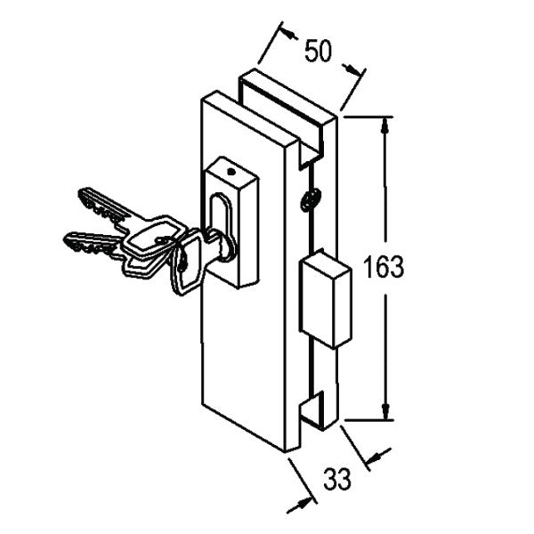 Frameless Glass Centre Patch Lock – product view
