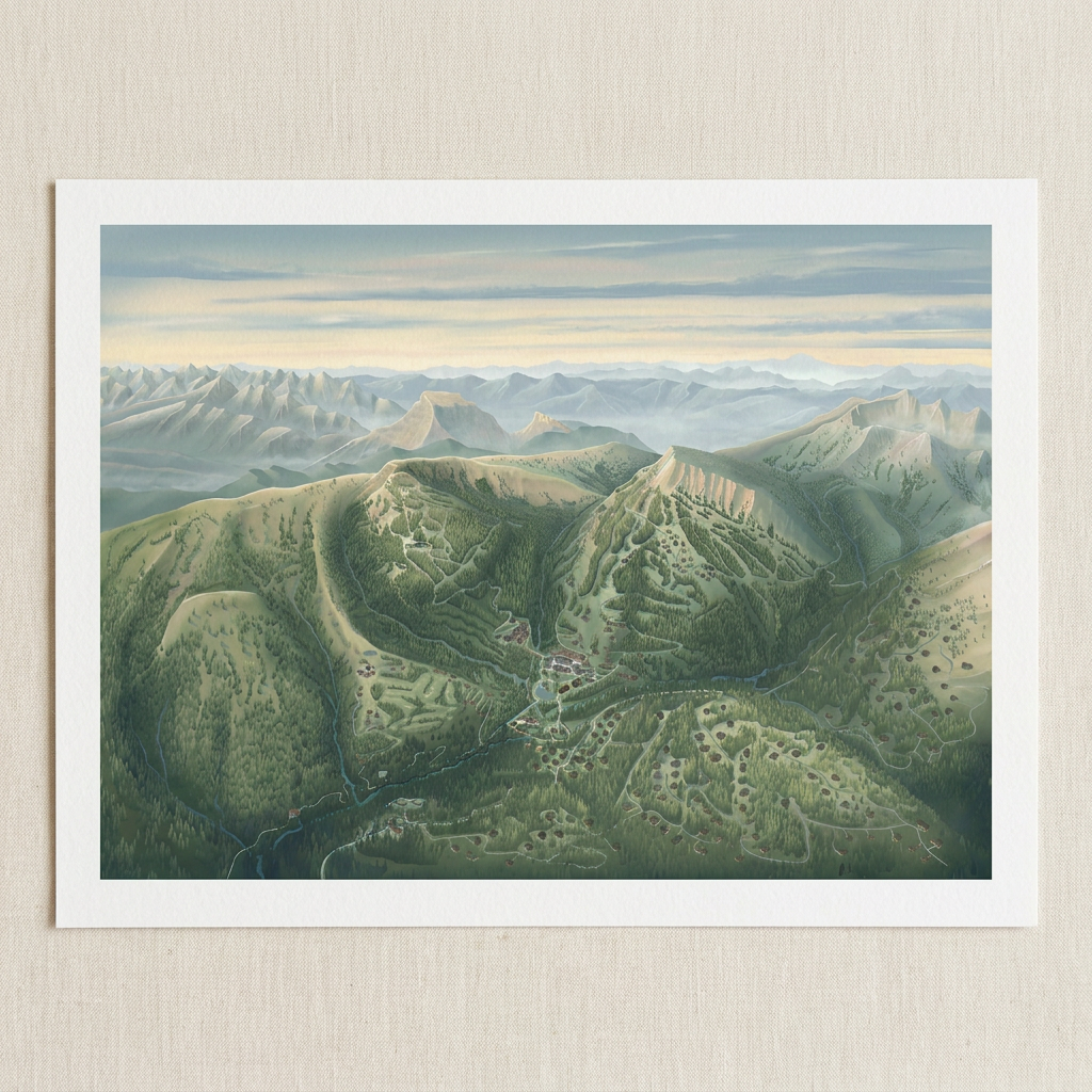 Eglise Mountain Summer illustrated map