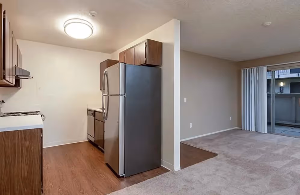 View of kitchen and living room