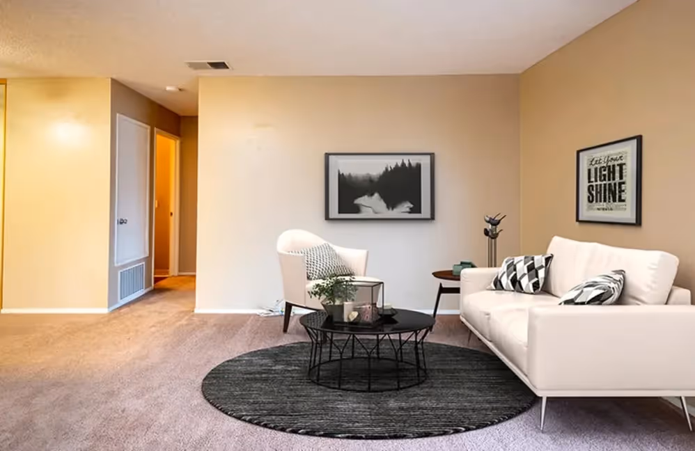 Living room with staged furniture