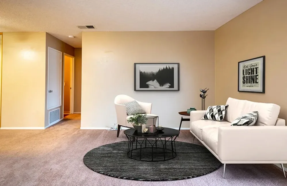 Living room with staged furniture