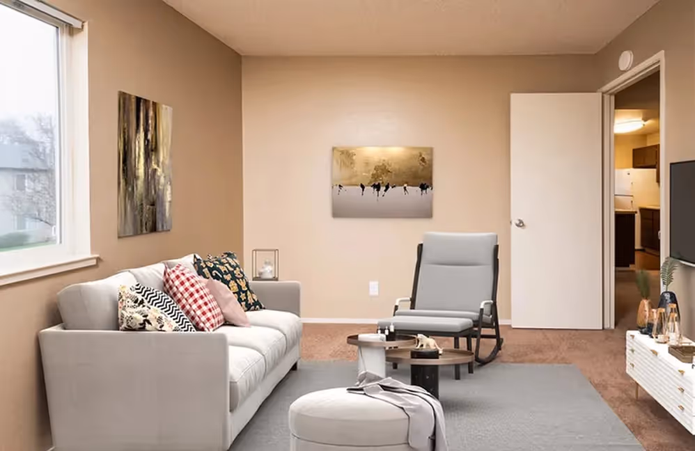 Living room with staged furniture