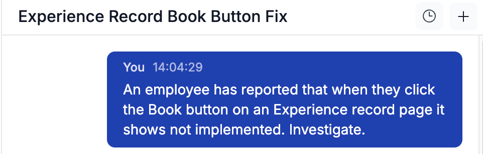 Experience Record Book Button Fix - employee reported Book button shows not implemented