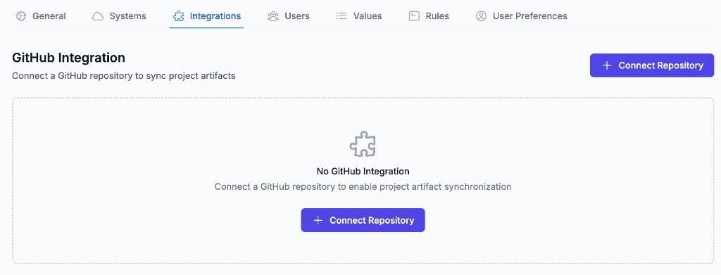 Tribal GitHub Integration - Connect repository to sync project artifacts